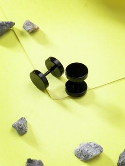 Gahan - Men Black Rhodium-Plated Metal Studs Earring