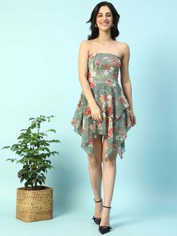 Oxolloxo - Women Green Floral Mini Dress