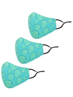 Tossido - Green Printed Cotton Adjustable Cloth Mask (Pack of 3)