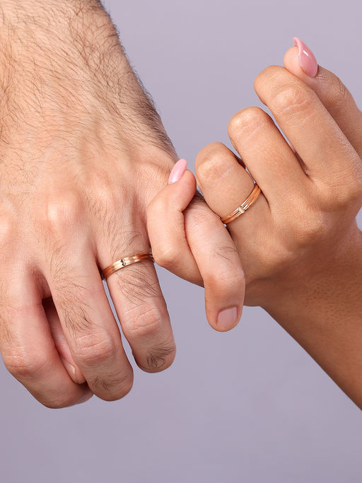 Rose Gold Couple Tanishq Rings For Couples Rose Gold Platinum Ring