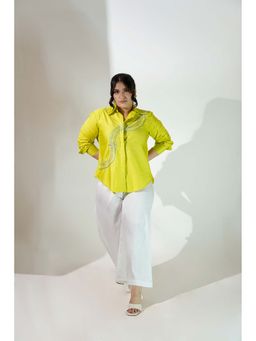 Amoh - Lime Green Luna Shirt With Pant (Set of 2)