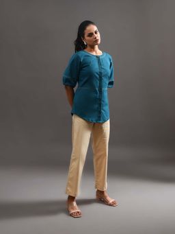 Amoh - Celine Teal Beige Shirt with Pant (Set of 2)