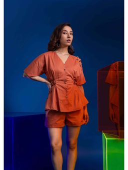 Amoh - Blossom Peach Shirt with Shorts (Set of 2)