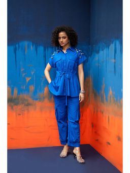 Amoh - Talya Blue Shirt with Cargo Pant (Set of 2)