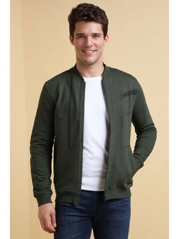 Allen Solly - Men Green Stylized Neck Full Sleeves Casual Jacket