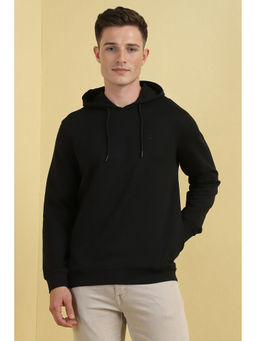 Allen Solly - Men Black Hooded Neck Full Sleeves Casual Hoodie