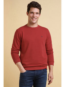 Allen Solly - Men Red Crew Neck Full Sleeves Casual Sweatshirt
