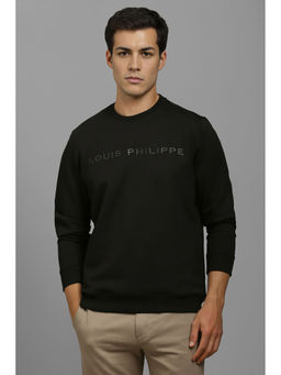 Louis Philippe - Men Casual Black Solid Sweatshirt