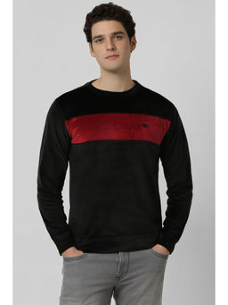 Peter England - Men Black Colorblock Crew Neck Sweatshirt