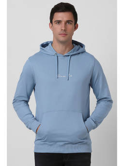 Van Heusen - Men Light Blue Print Hooded Neck Hoodie