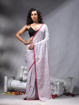 Angoshobha - Grey Cotton Saree With Unstitched Blouse