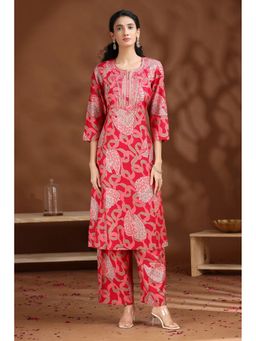 Cotton Culture - Women Pink Viscose Rayon Floral Co-Ord Set