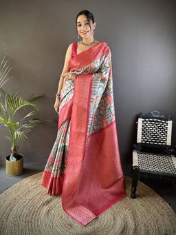 Elora - Multi-Color Woven Saree With Unstitched Blouse