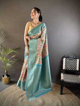 Elora - Multi-Color Woven Saree With Unstitched Blouse