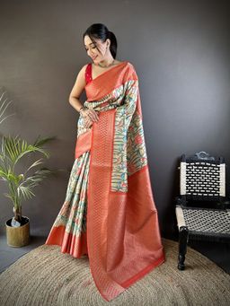 Elora - Multi-Color Woven Saree With Unstitched Blouse