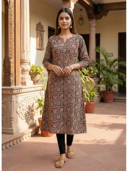 Cotton Culture - Black Printed Cotton Straight Kurta