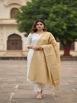 Rangita - Women Gold Art Silk Self Design Dupatta