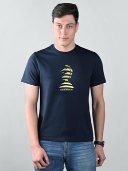 Louis Stitch - Mens Navy Super Combed Cotton Printed T-Shirt