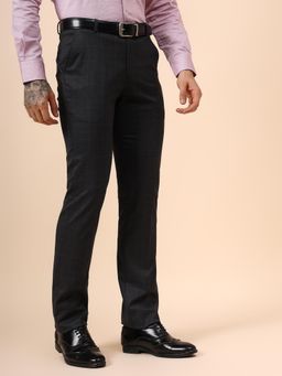 Cantabil - Mens Charcoal Regular Fit Formal Trouser