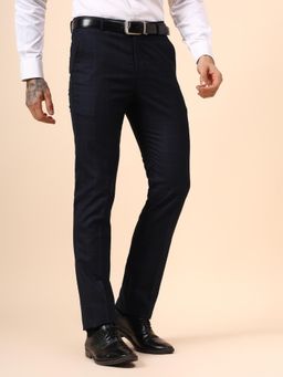 Cantabil - Mens Navy Blue Regular Fit Formal Trouser