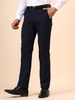 Cantabil - Mens Navy Blue Regular Fit Formal Trouser
