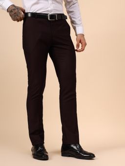 Cantabil - Mens Wine Regular Fit Formal Trouser