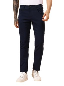 Cantabil - Mens Navy Regular Fit Casual Trouser