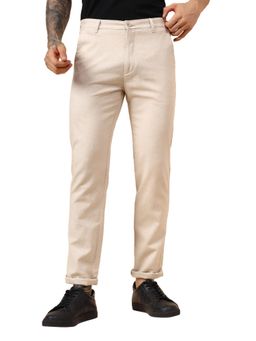 Cantabil - Mens Cream Regular Fit Casual Trouser