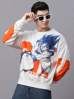 Free Authority - Dragon Ball Z Printed Off White Sweatshirt