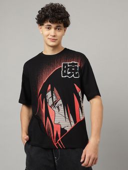 Free Authority - Naruto Shippuden Graphic Print Loose T-Shirt Black