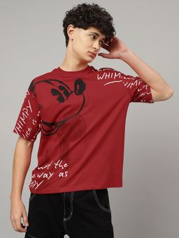 Free Authority - Mickey & FRIENDS Printed Loose T-Shirt Red