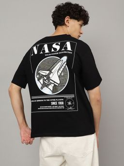 Free Authority - Nasa Graphic Print Loose T-Shirt Black