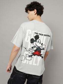 Free Authority - Mickey & FRIENDS Graphic Print Loose T-Shirt Grey