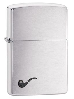 Zippo - Pipe Brushed Chrome Windproof Pocket Lighter