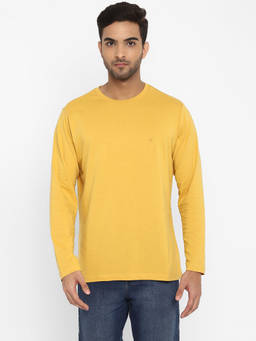 Turtle - Men's Yellow Solid Slim Fit Round Neck T-Shirt