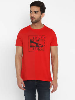 Turtle - Men's Red Slim Fit Round Neck T-Shirt