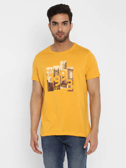 Turtle - Men's Yellow Slim Fit Round Neck T-Shirt
