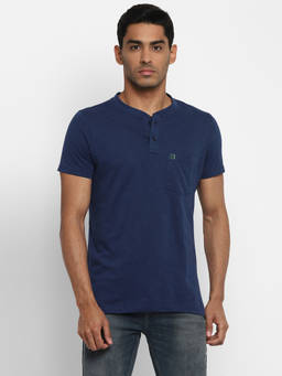 Turtle - Men's Navy Blue Solid Slim Fit T-Shirt