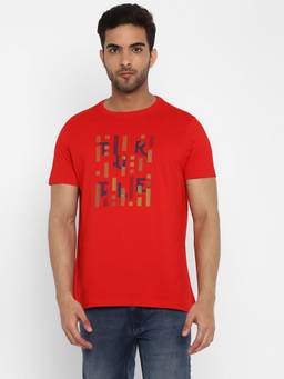 Turtle - Men's Red Slim Fit Round Neck T-Shirt