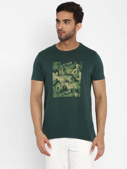 Turtle - Men's Green Slim Fit Round Neck T-Shirt