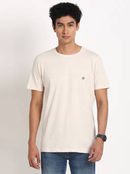 Turtle - Men's Off White Slim Fit Round Neck T-Shirt