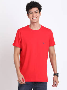 Turtle - Men's Red Slim Fit Round Neck T-Shirt