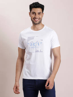Turtle - Men's White Slim Fit Round Neck T-Shirt