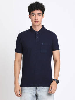 Turtle - Men's Navy Blue Slim Fit Polo T-Shirt