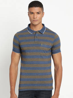 Turtle - Men's Stripe Slim Fit Polo T-Shirt