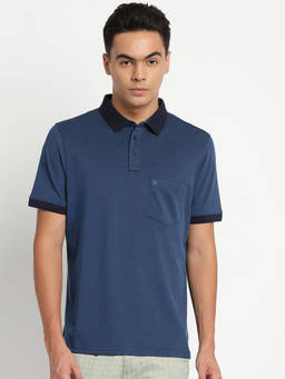 Turtle - Men's Navy Blue Solid Slim Fit Polo T-Shirt