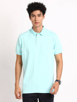 Turtle - Men's Sky Blue Printed Slim Fit Polo T-Shirt
