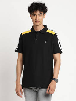 Turtle - Men's Knitted Black Slim Fit Polo T-Shirt