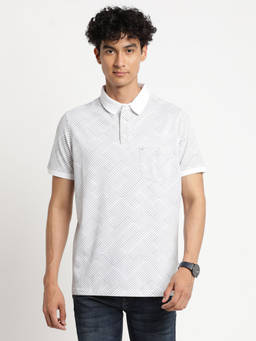 Turtle - Men's Knitted White Slim Fit Polo T-Shirt