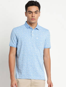Turtle - Men's Knitted Light Blue Slim Fit Polo T-Shirt